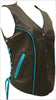 Ladies Made in USA Black Leather Motorcycle Vest with Turquoise Trim Side Laces