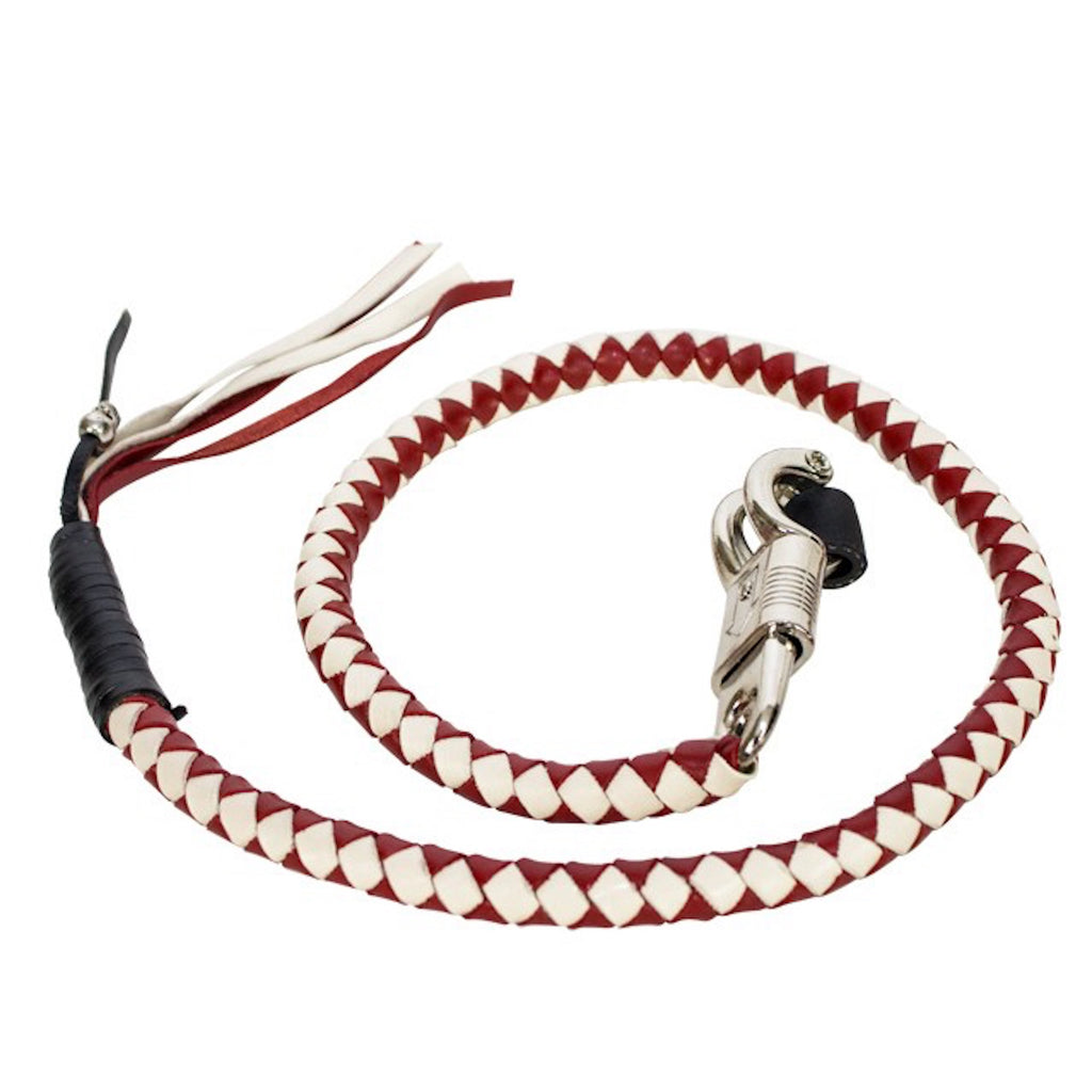 36" Red & White Get Back Whip For Motorcycles