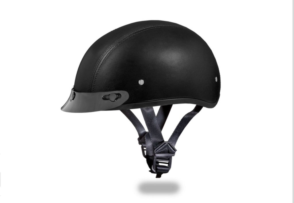 D.O.T Daytona Skull Cap Motorcycle Helmet Leather Covered