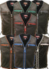 Mens Made in USA The Elite Motorcycle Leather Vest Orange/Black Braiding