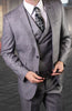 Mens 3 Piece Slim Fit Gray Windowpane Wool Blend Designer Business Suit