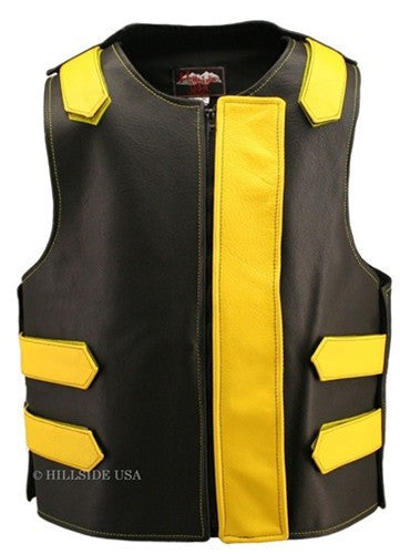 Bulletproof Style Leather Motorcycle Vest - 13 Color Options