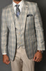 Mens Slim Fit Steel Blue 150's Wool Designer Business Suit