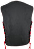 Men’s Made In USA Red Trim Cordura Nylon Motorcycle Vest Solid Back