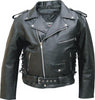 Black Classic Buffalo Leather Motorcycle Jacket Zip Out Liner Side Laces