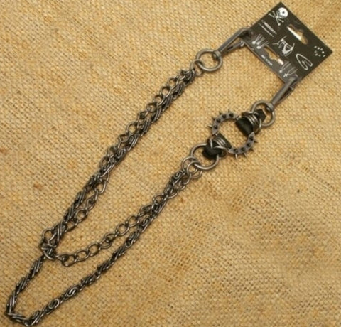 21” Spike Ring Wallet Chain With Gray Double Chain