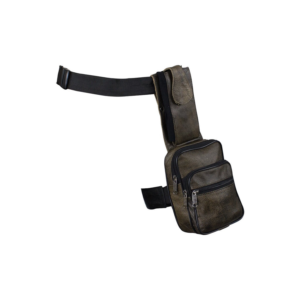 Brown Premier Leather Thigh Bag with Gun Pocket