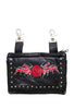 Women's Red Rose Leather Belt Shoulder Bag 8.5" x 5.5"