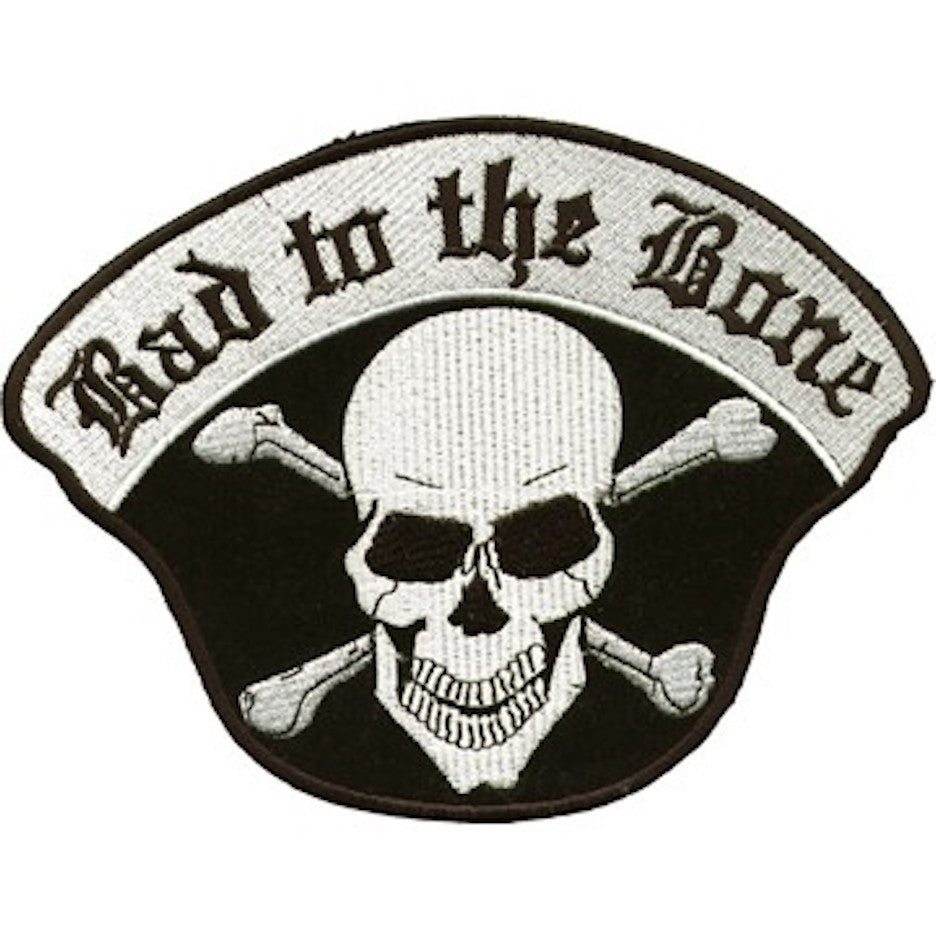 Bad to the Bone Skull Crossbones Medium Motorcycle Vest Patch 5.5" x 7.5"