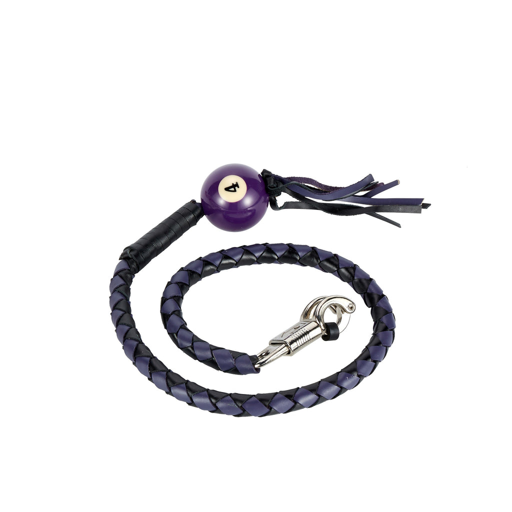 Black And Purple Fringed Get Back Whip With Pool Ball
