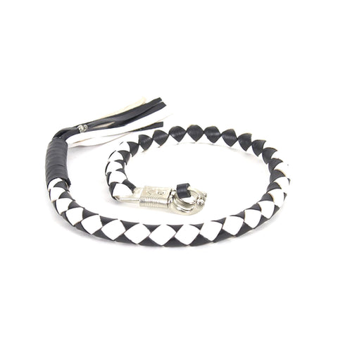 Black And White Get Back Whip For Motorcycles 3" circumference