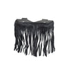 Black Leather Motorcycle Floor Boards With Fringe Passenger Position