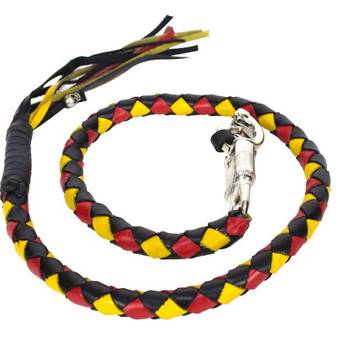 Black/Yellow/Red  Get back Whip 42" Inch Long Hand-Braided