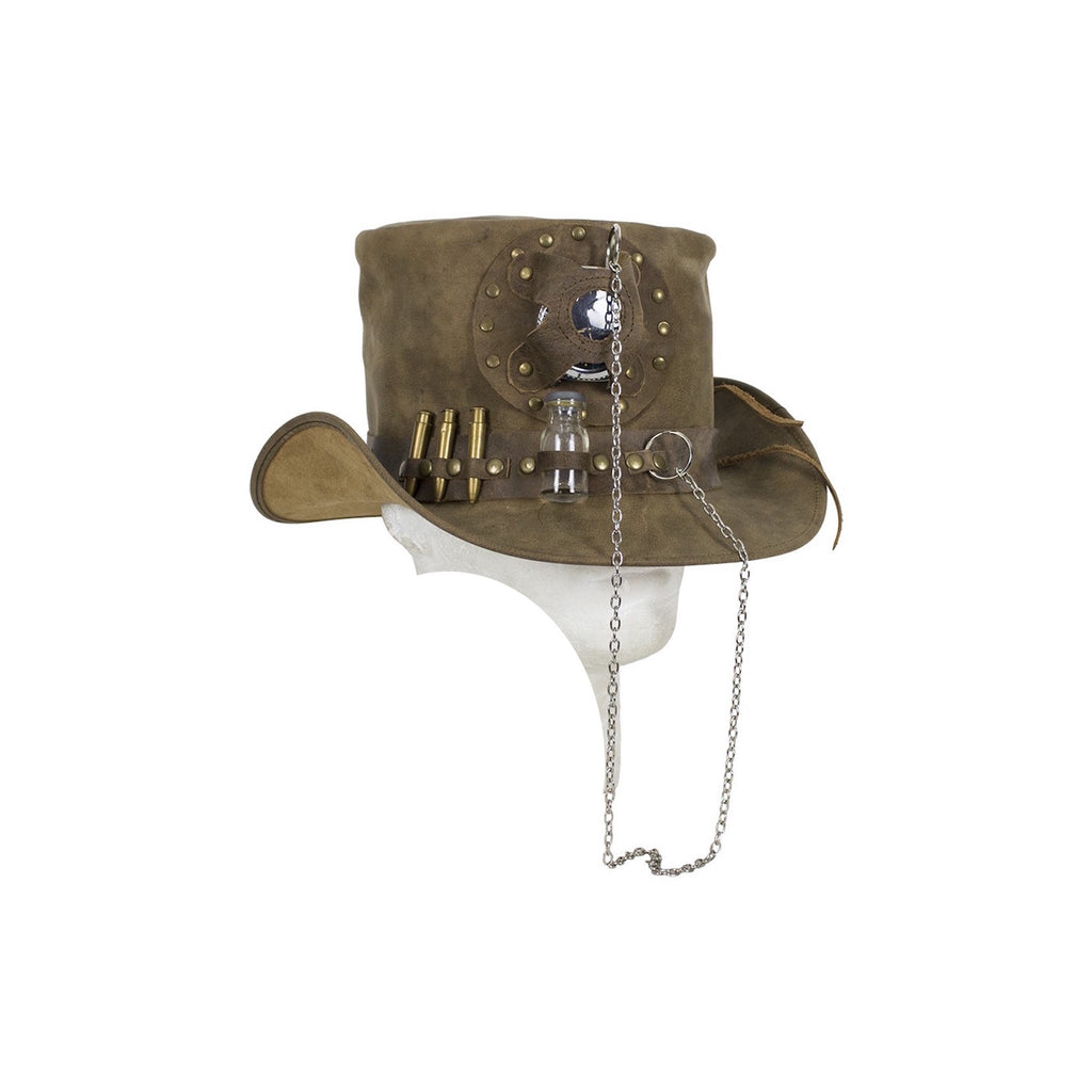 Brown Naked Leather Deadman Top Hat