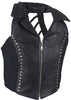 Ladies Leather Halter Top with Collar & Studded Front
