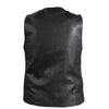 Mens Classic Leather Motorcycle Club Vest With Gun Pockets Solid Back