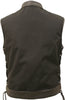 Mens Made in USA Black And Gray Military Grade Cordura Motorcycle Vest Hidden Snaps