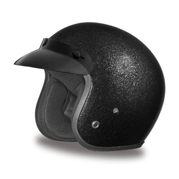 Daytona D.O.T Cruiser Motorcycle Helmet 3/4 Shell Black Metal Flake