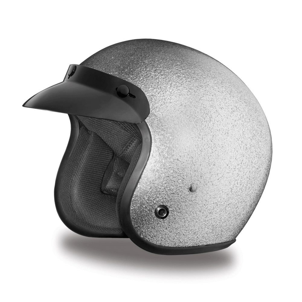 Daytona D.O.T Cruiser Motorcycle Helmet 3/4 Shell Silver Metal Flake