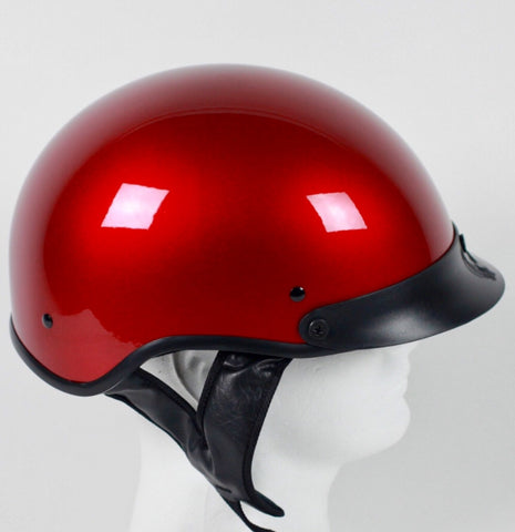 D.O.T Wine Red Half Motorcycle Helmet