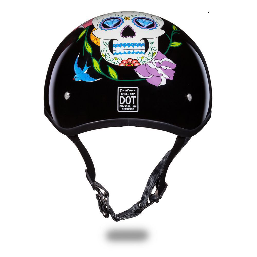 Daytona D.O.T Skull Cap Motorcycle Helmet With Diamond Skull
