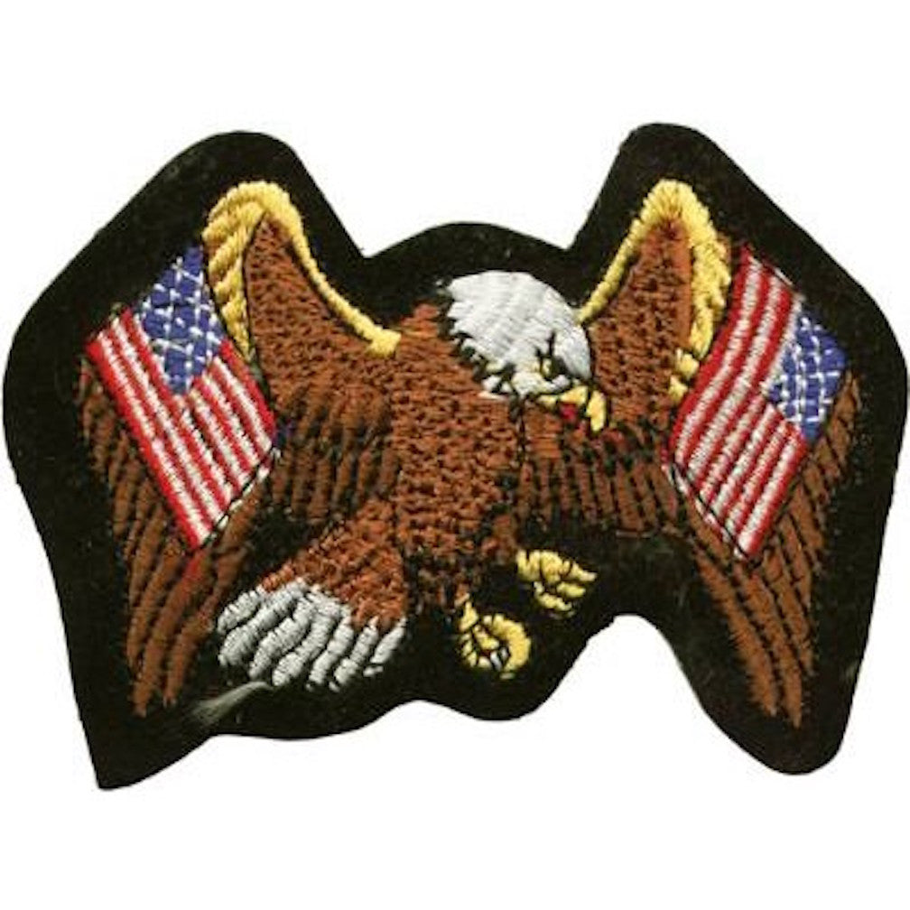Eagle with 2 American Flags On Wings Large Motorcycle Vest Patch 9 x 13