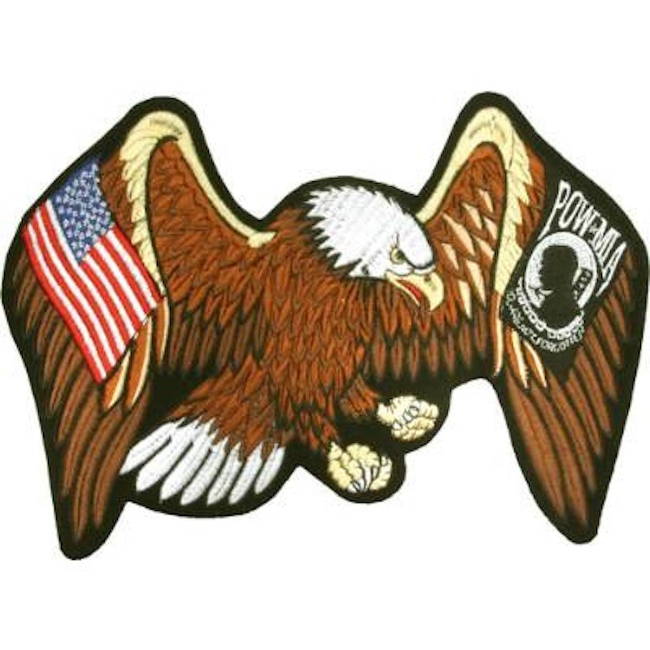 Eagle with USA Flag And POW-MIA  Large Motorcycle Vest Patch 9" x 13"