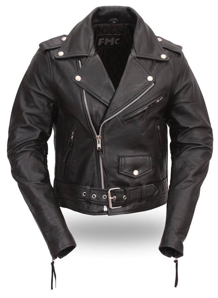 Bikerlicious Women's Black Leather Classic Style Classic Motorcycle Jacket