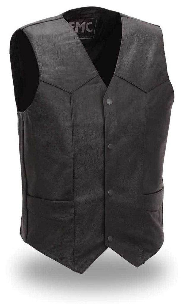 Top Shot Mens Light Weight Western Style Leather Motorcycle Vest