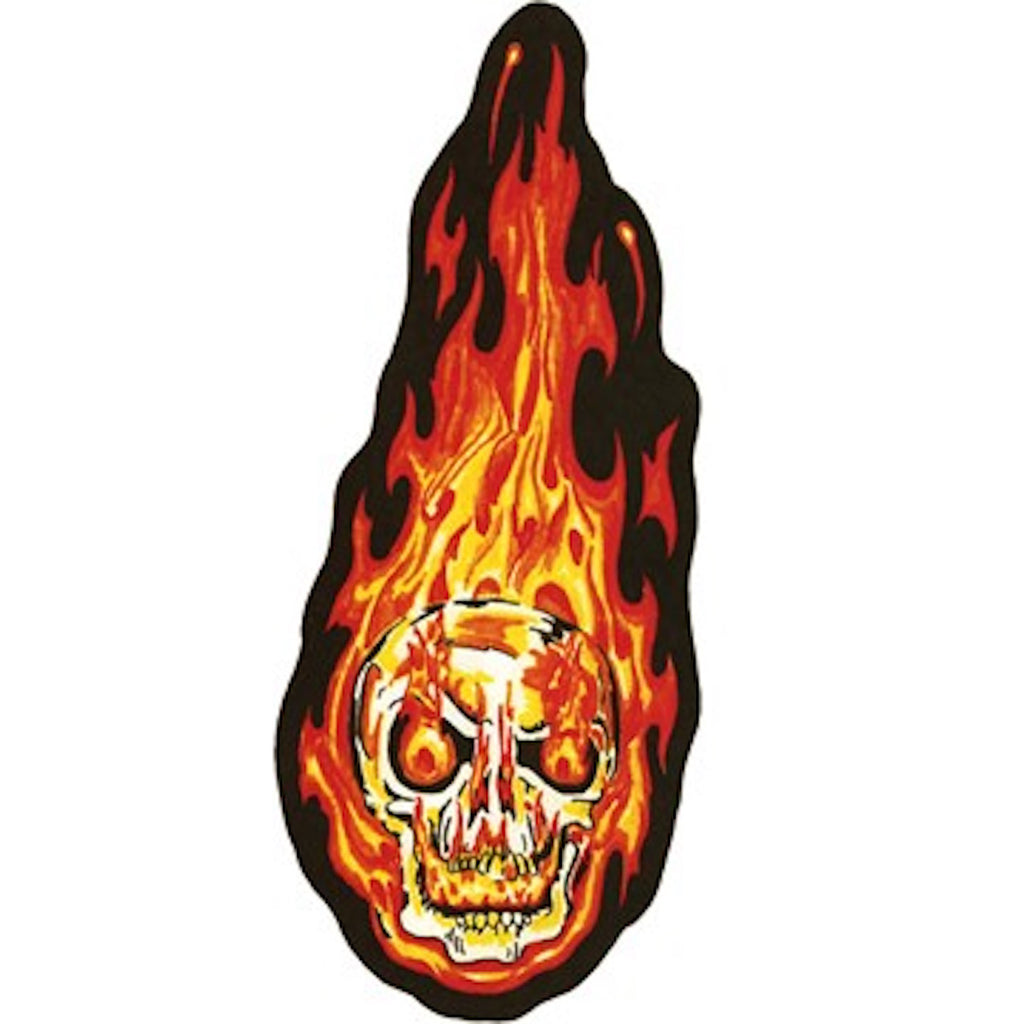 Flaming Skull Head Large Looking Left Motorcycle Vest Patch