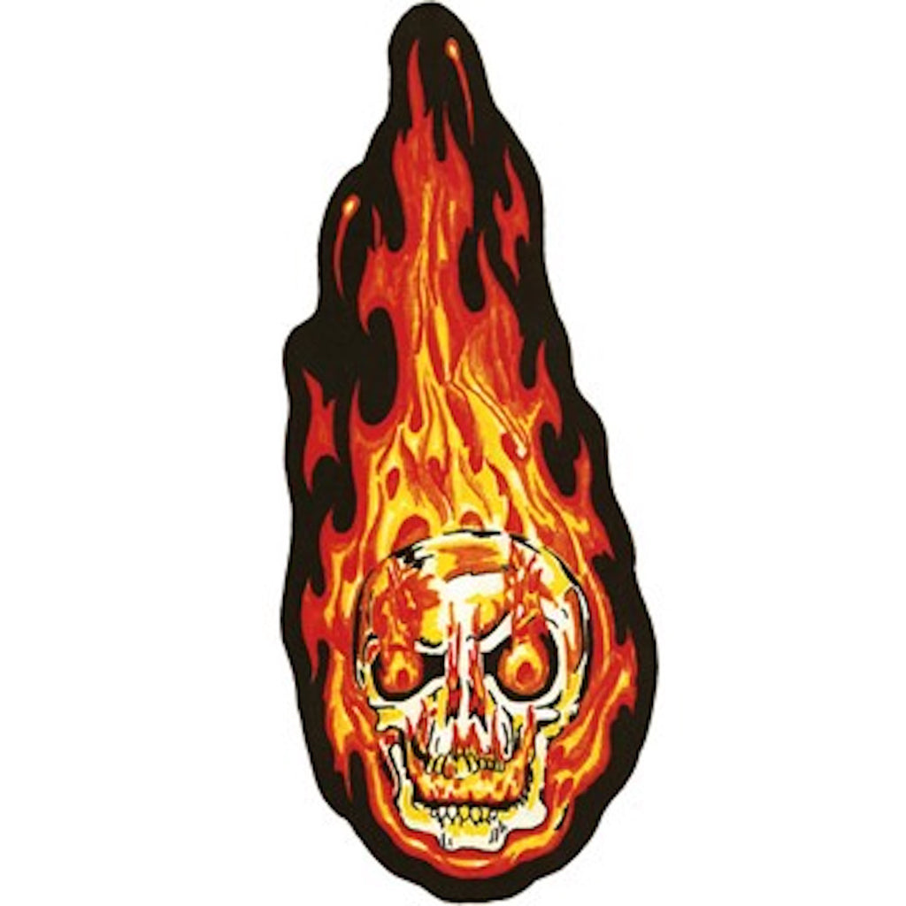 Flaming Skull Head Large Looking Right Motorcycle Vest Patch 10 x 4