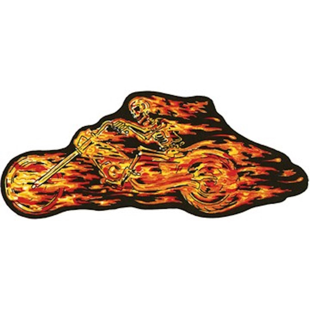 Flaming Skull Rider Left Large Motorcycle Vest Patch