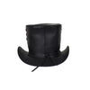 Genuine Black Leather Top Hat with Brass Studs