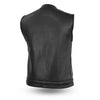 Mens Black 1.4mm Platinum Leather Motorcycle Club Style Vest Gun Pockets Solid Back