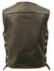 Mens Made in USA The Elite Motorcycle Leather Vest Gray/Black Braiding