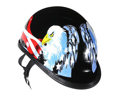 Jockey Style Novelty Motorcycle Helmet With USA flag & Double Eagle