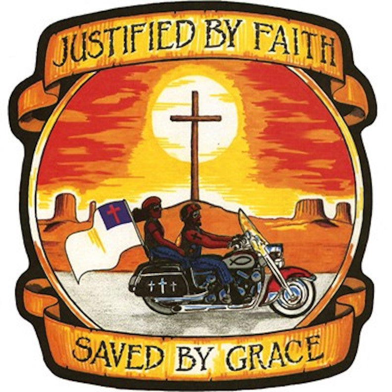 Justified by Faith and Saved by Grace Patch Small Motorcycle Patch