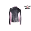 Women's Black and Pink Naked Leather Motorcycle Biker Jacket