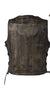 Womens Distressed Brown Naked Cowhide Leather Motorcycle Vest