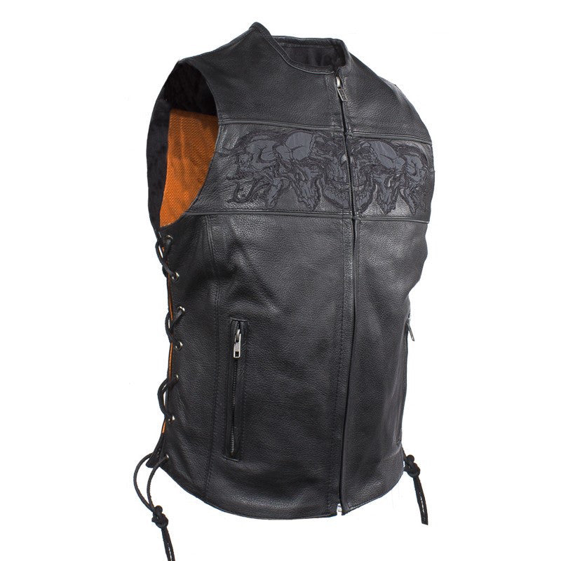 Womens Motorcycle Vest With Reflective Skulls
