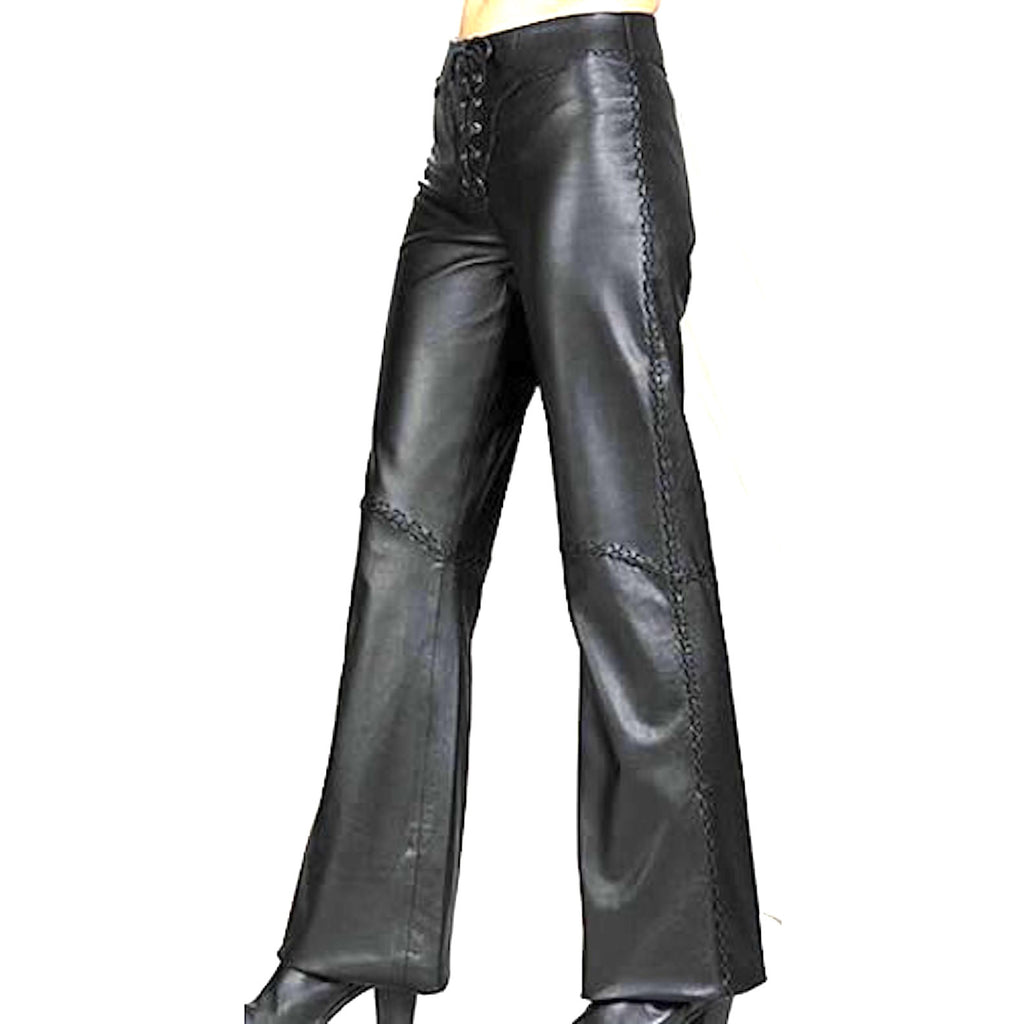 Classic Biker Leather — Ladies Leather Sandra Pants Lace Up Front