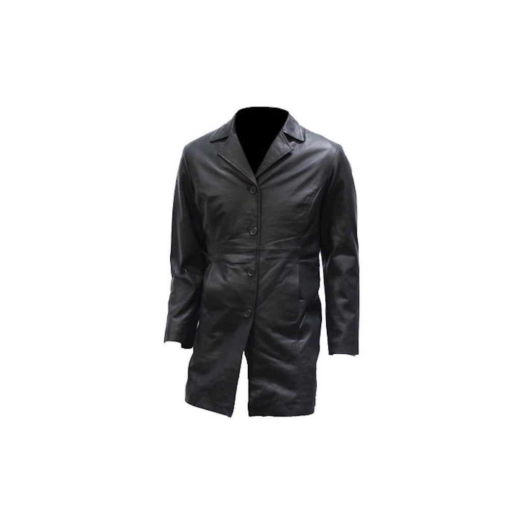 Ladies Long Naked Leather 2/4 Coat With Button Front