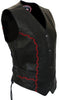 Ladies Red and Black Braid Made in USA Naked Leather Motorcycle Vest