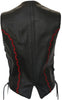 Ladies Red and Black Braid Made in USA Naked Leather Motorcycle Vest