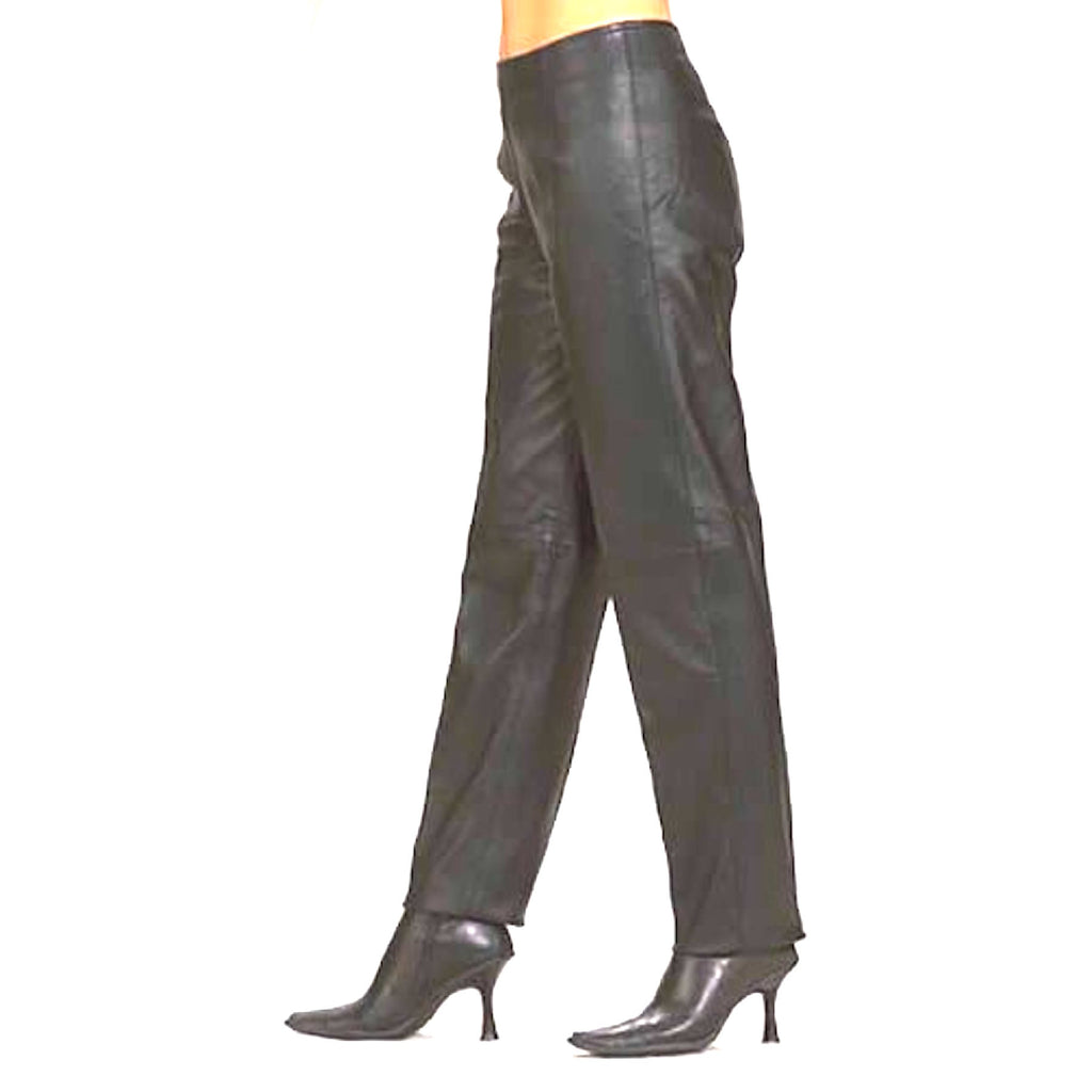 Classic Biker Leather — Ladies Women's Leather Hip Hugger Pants With Side  Hidden Zipper