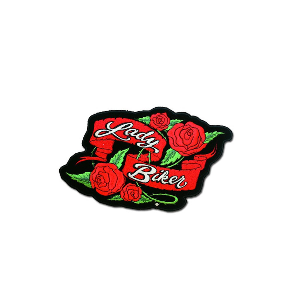 Lady Biker Large Motorcycle Vest Patch With Roses