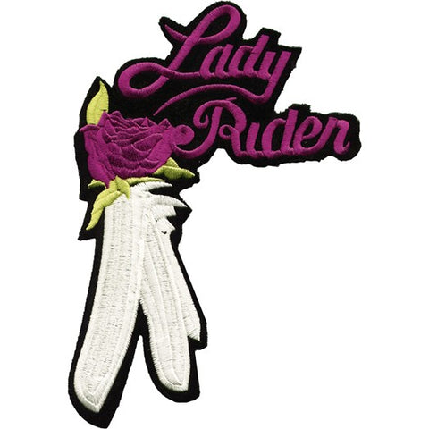 Lady Rider Rose Purple Rose Motorcycle Vest Patch 9" x 6"