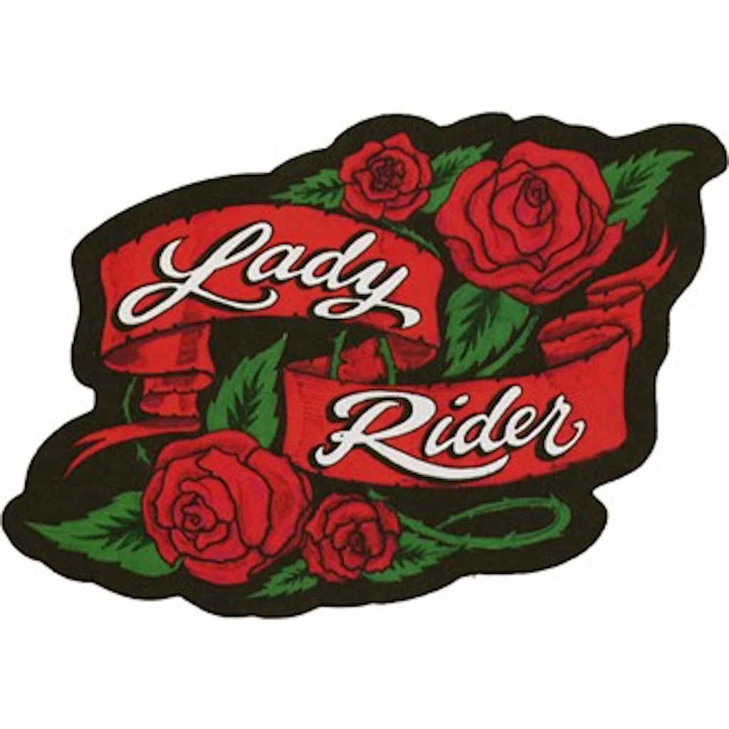 Lady Rider With Roses Motorcycle Vest Patch