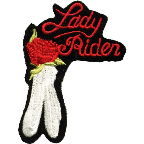 Lady Rider and Rose Motorcycle Vest Patch
