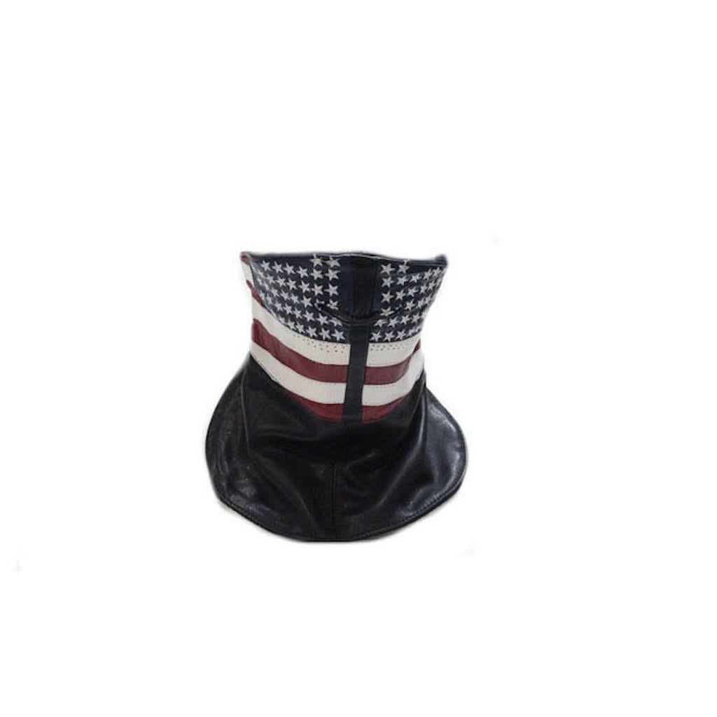 Leather Motorcycle Face Mask With USA American Flag